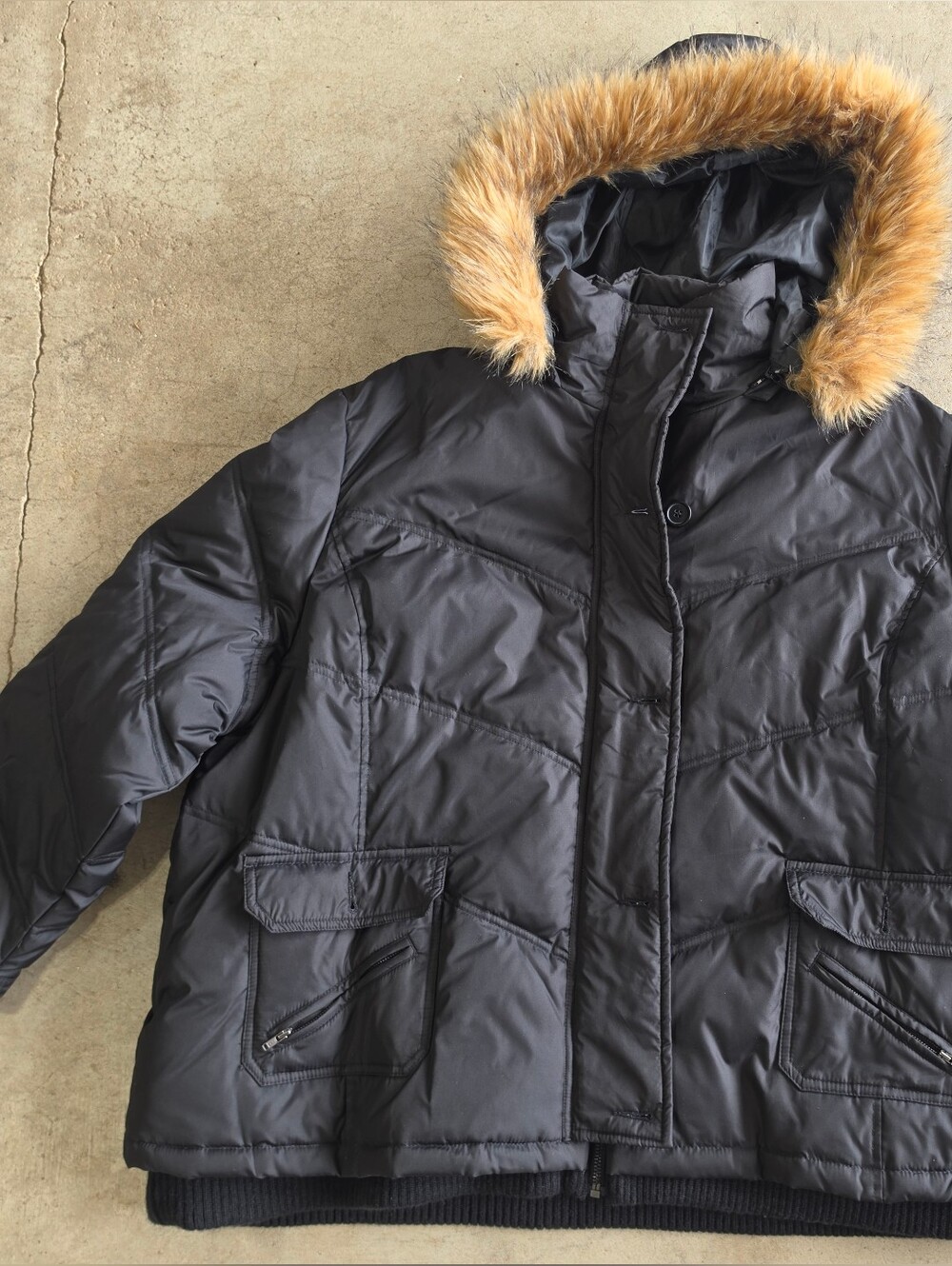 Colebrook Women’s Black Puffer Parka Coat Faux Fur Hood Plus Size 4X